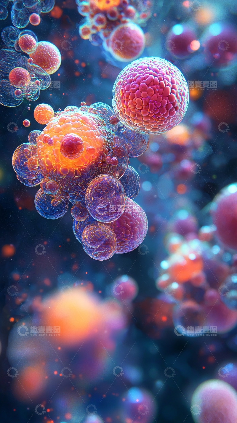 高清大图下载【趣麦麦图】悬浮细胞分裂与未来光影