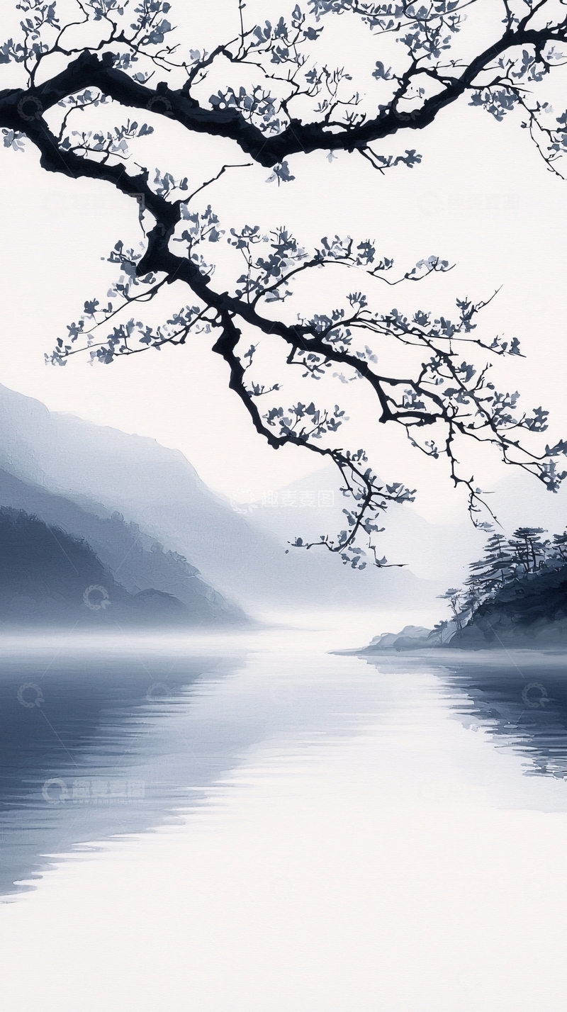 高清大图下载【趣麦麦图】静谧山水画风自然风景图