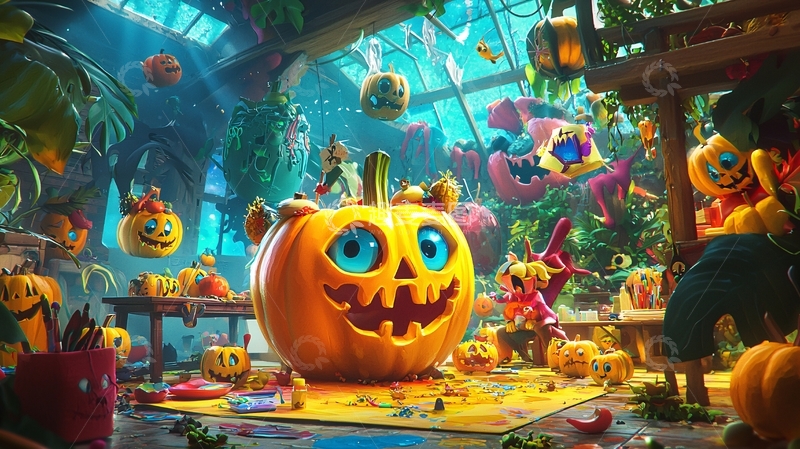 高清大图下载【趣麦麦图】万圣节南瓜派对场景