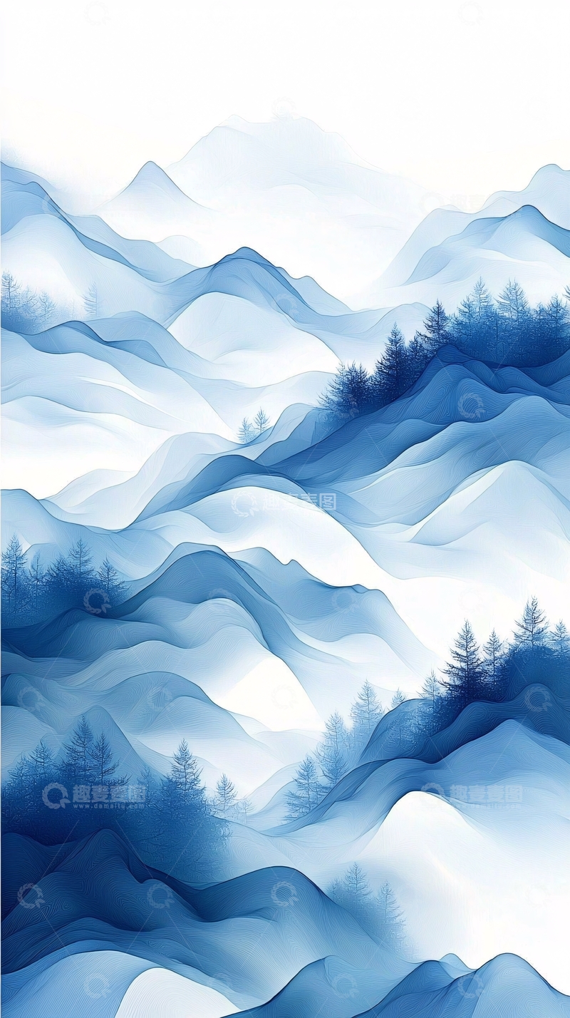 高清大图下载【趣麦麦图】冬日山峦雪景图