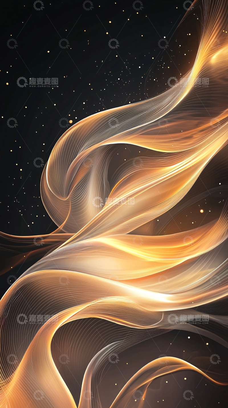 高清大图下载【趣麦麦图】金色波浪抽象艺术背景