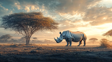 非洲草原上的犀牛