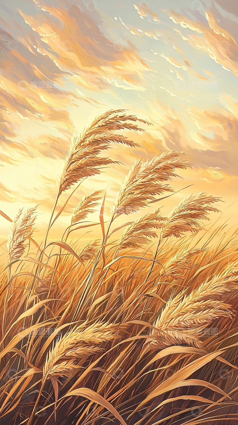 高清大图下载【趣麦麦图】秋日麦田风景画