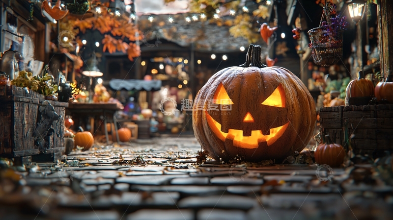 高清大图下载【趣麦麦图】万圣节南瓜灯装饰场景