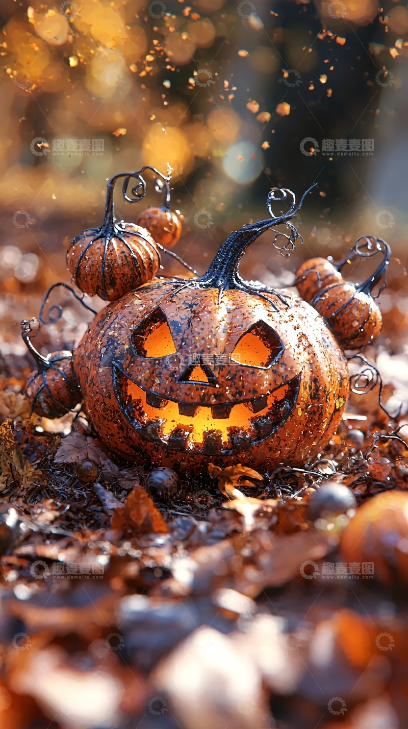 高清大图下载【趣麦麦图】万圣节南瓜灯与小南瓜