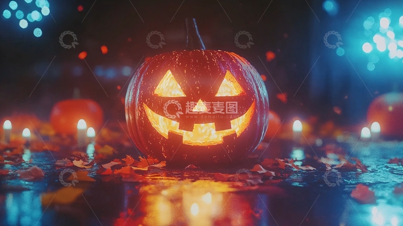 高清大图下载【趣麦麦图】万圣节南瓜灯夜景