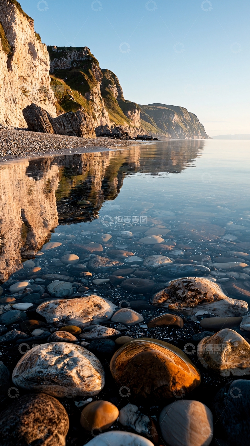 高清大图下载【趣麦麦图】海边岩石与倒影的宁静美景