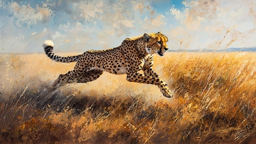 猎豹奔跑在草原上