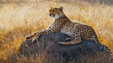 猎豹在岩石上的宁静时刻