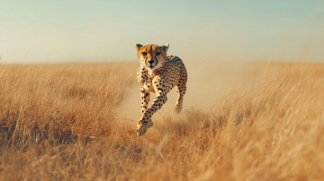 猎豹奔跑在草原上