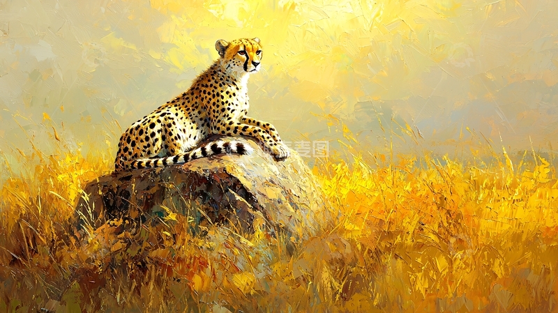 高清大图下载【趣麦麦图】猎豹在草原上的宁静时刻