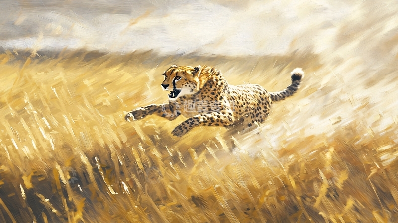 高清大图下载【趣麦麦图】猎豹在草原上疾驰