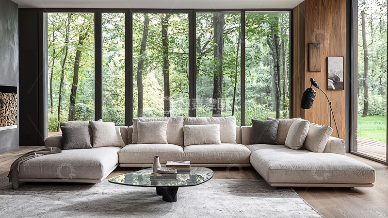 高清大图下载【趣麦麦图】简约别墅开放式起居室设计