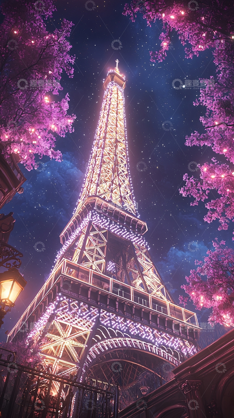 高清大图下载【趣麦麦图】夜幕下的埃菲尔铁塔