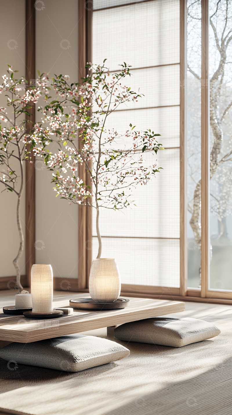 高清大图下载【趣麦麦图】日式禅意室内装饰场景