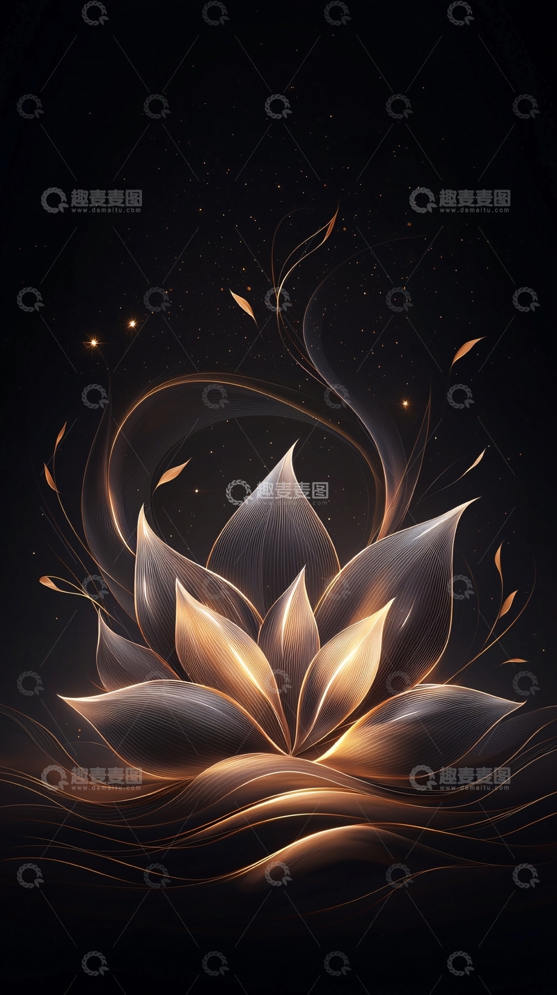 高清大图下载【趣麦麦图】梦幻莲花夜景背景图