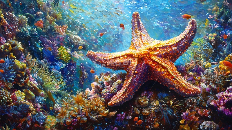 高清大图下载【趣麦麦图】海底珊瑚礁与海星