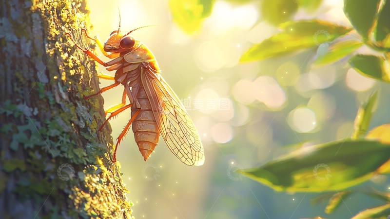 高清大图下载【趣麦麦图】夏日阳光下的蝉