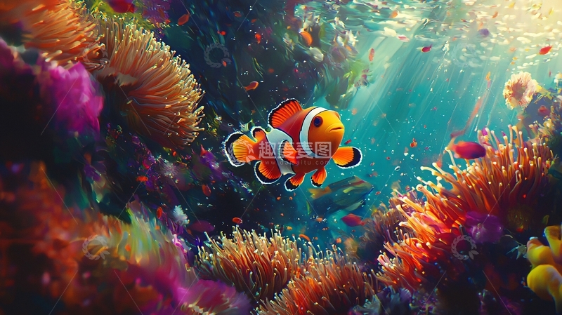 高清大图下载【趣麦麦图】海底世界中的小丑鱼
