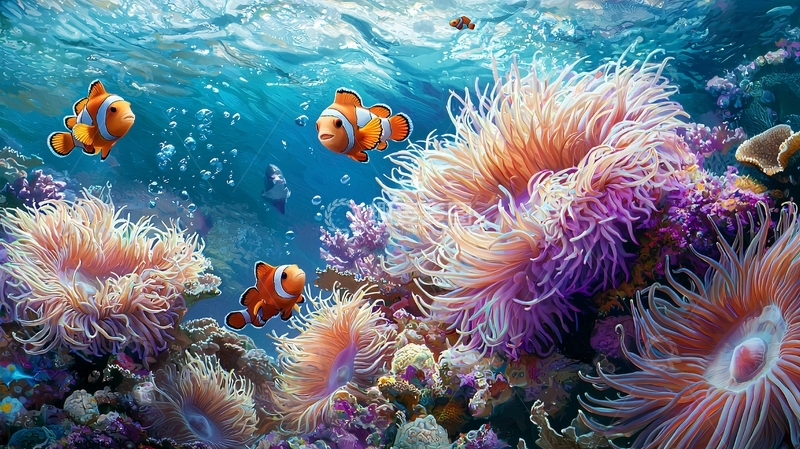 高清大图下载【趣麦麦图】海底珊瑚礁与小丑鱼