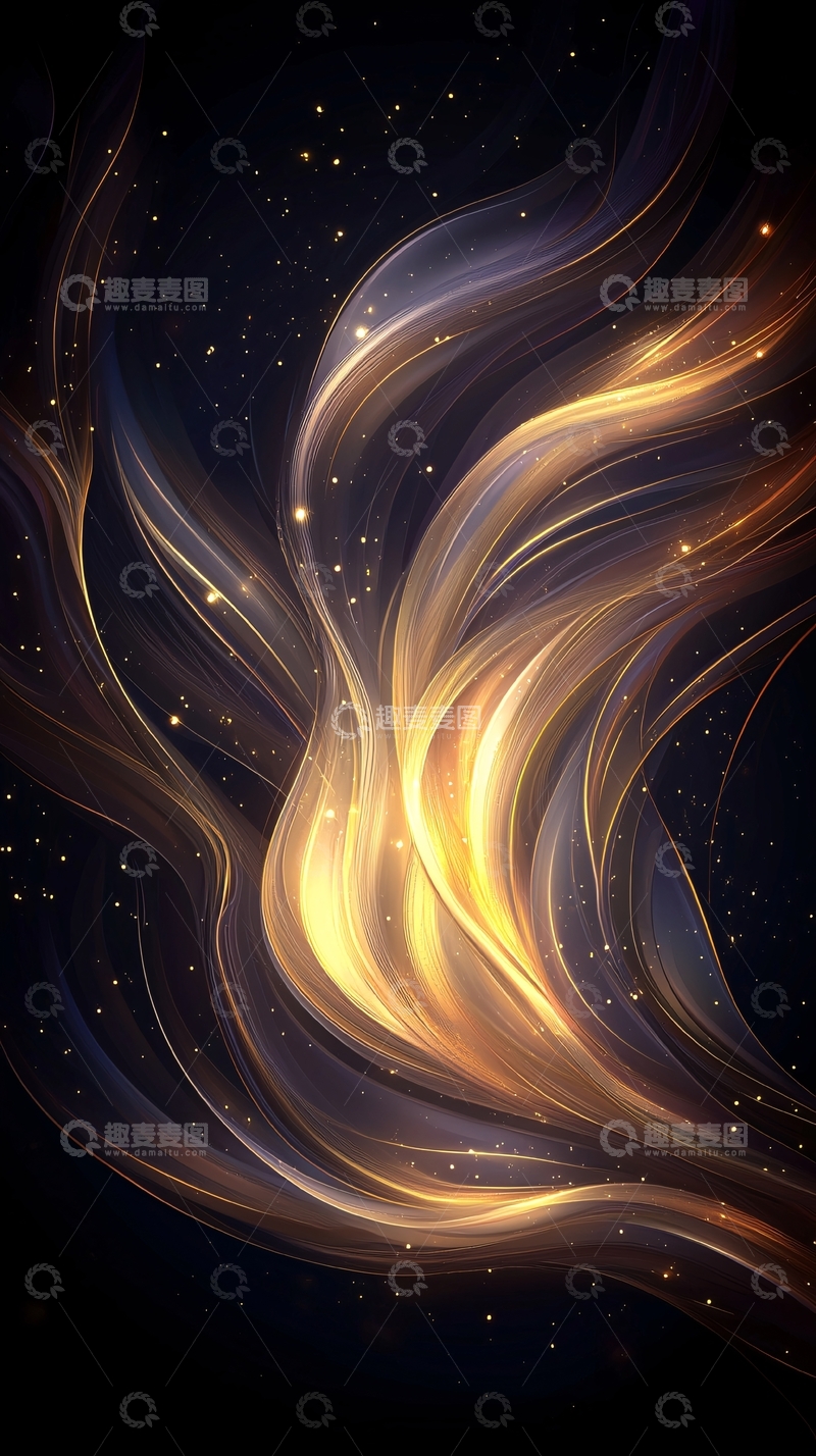 高清大图下载【趣麦麦图】金色光流抽象艺术背景