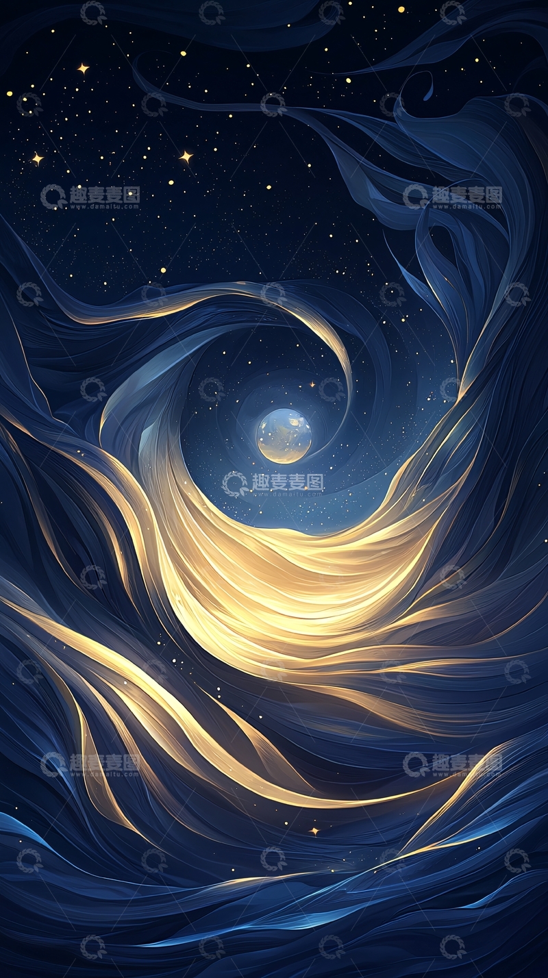 高清大图下载【趣麦麦图】梦幻星空漩涡背景图