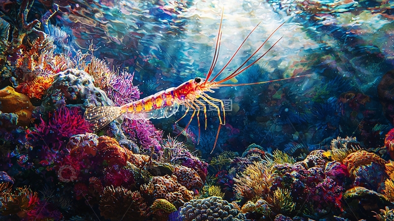 高清大图下载【趣麦麦图】海底珊瑚礁虾