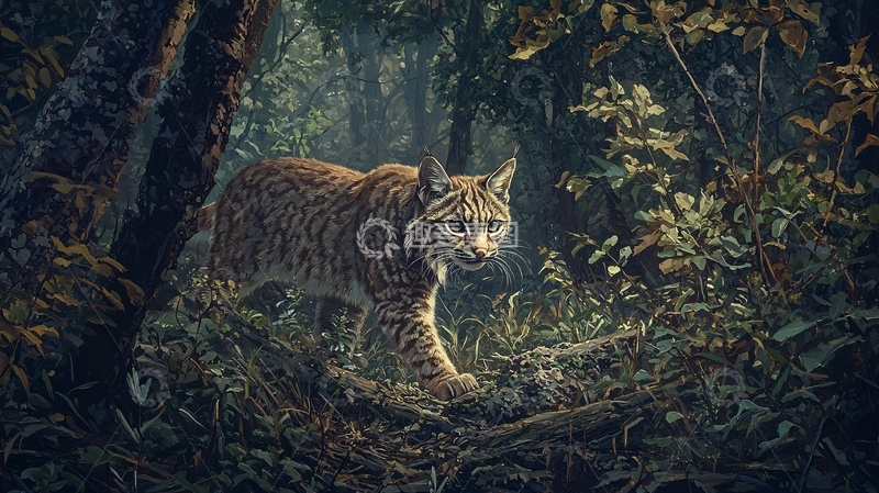 高清大图下载【趣麦麦图】森林中的猫科动物