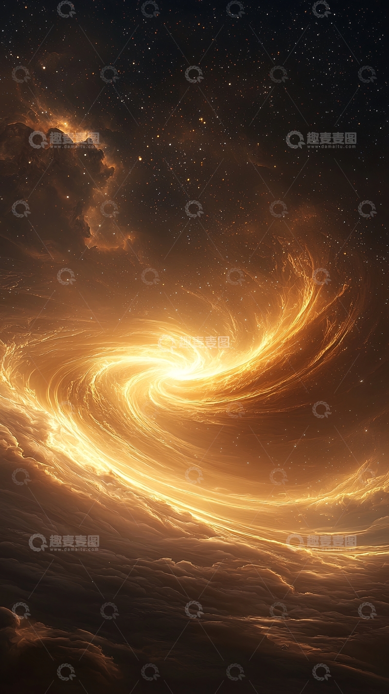 高清大图下载【趣麦麦图】金色星云漩涡背景