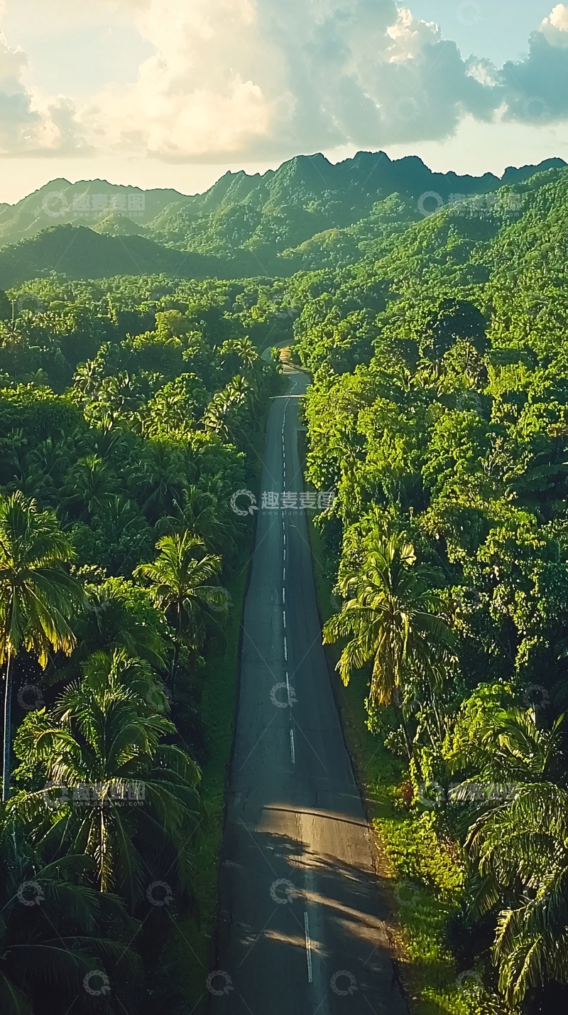 高清大图下载【趣麦麦图】被森林包围的公路航拍