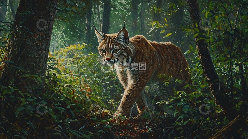 高清大图下载【趣麦麦图】森林中的猫科动物
