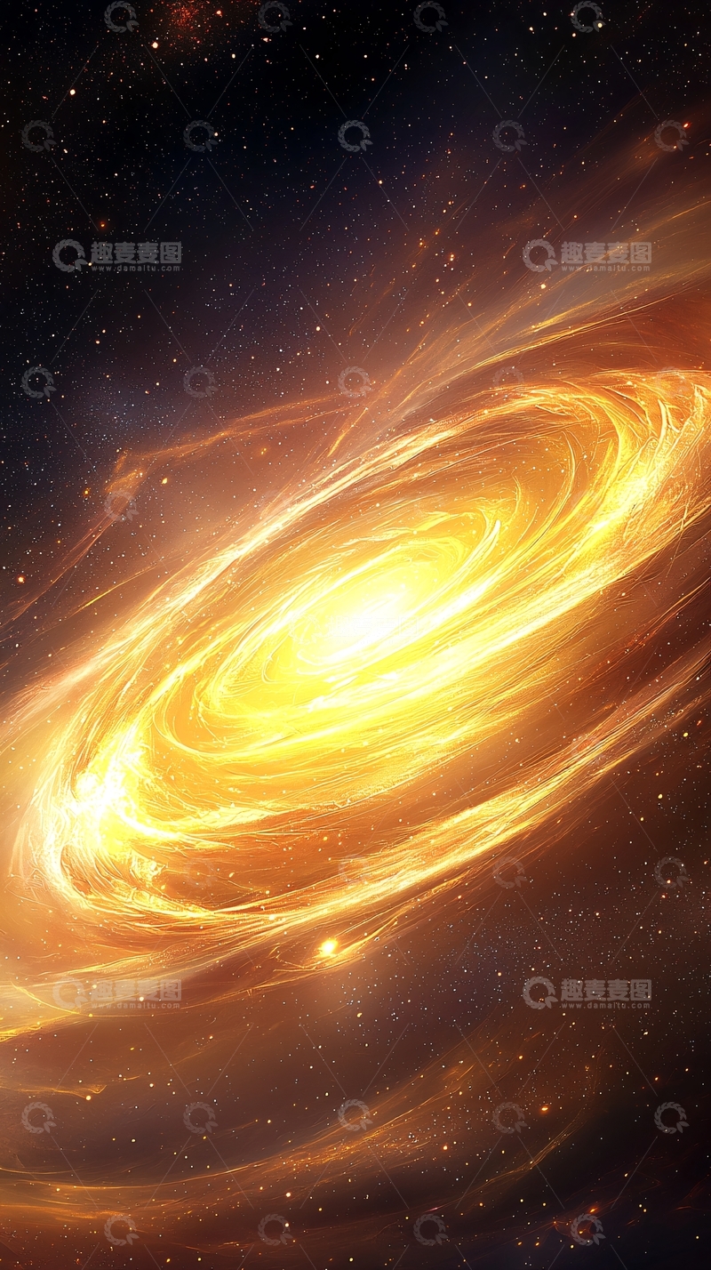 高清大图下载【趣麦麦图】金色星系漩涡背景图