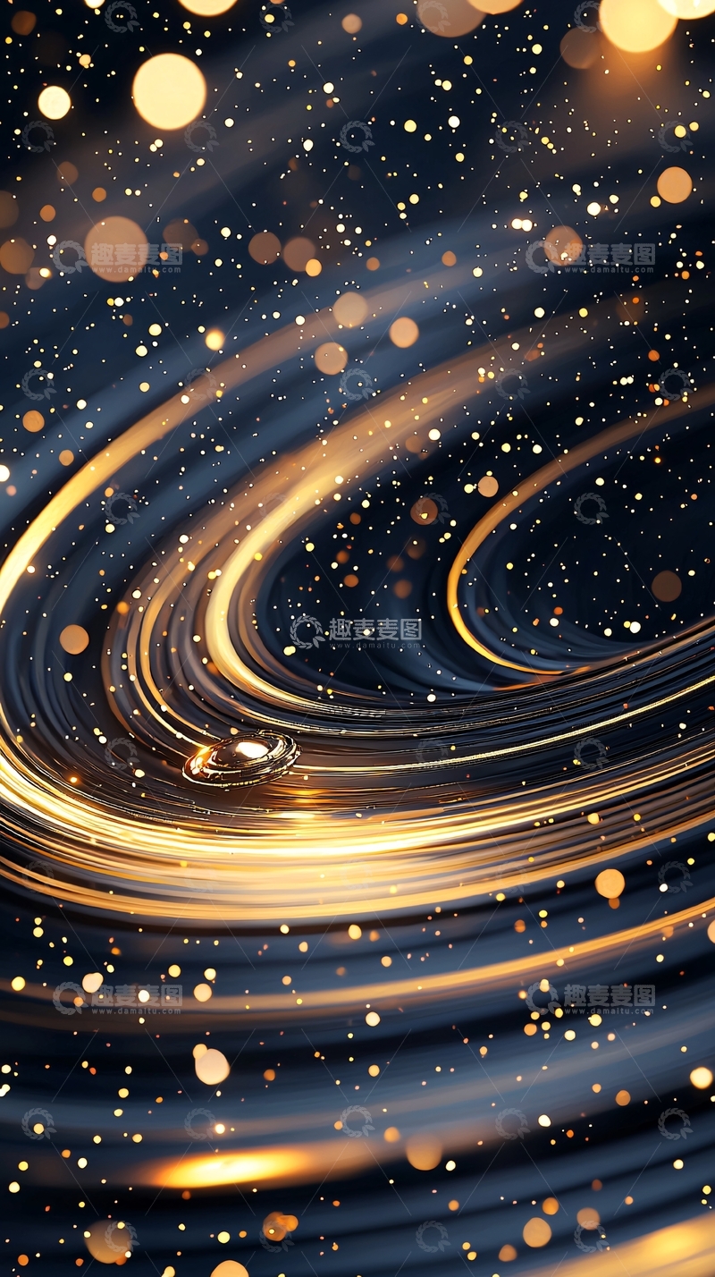 高清大图下载【趣麦麦图】金色漩涡星空背景图