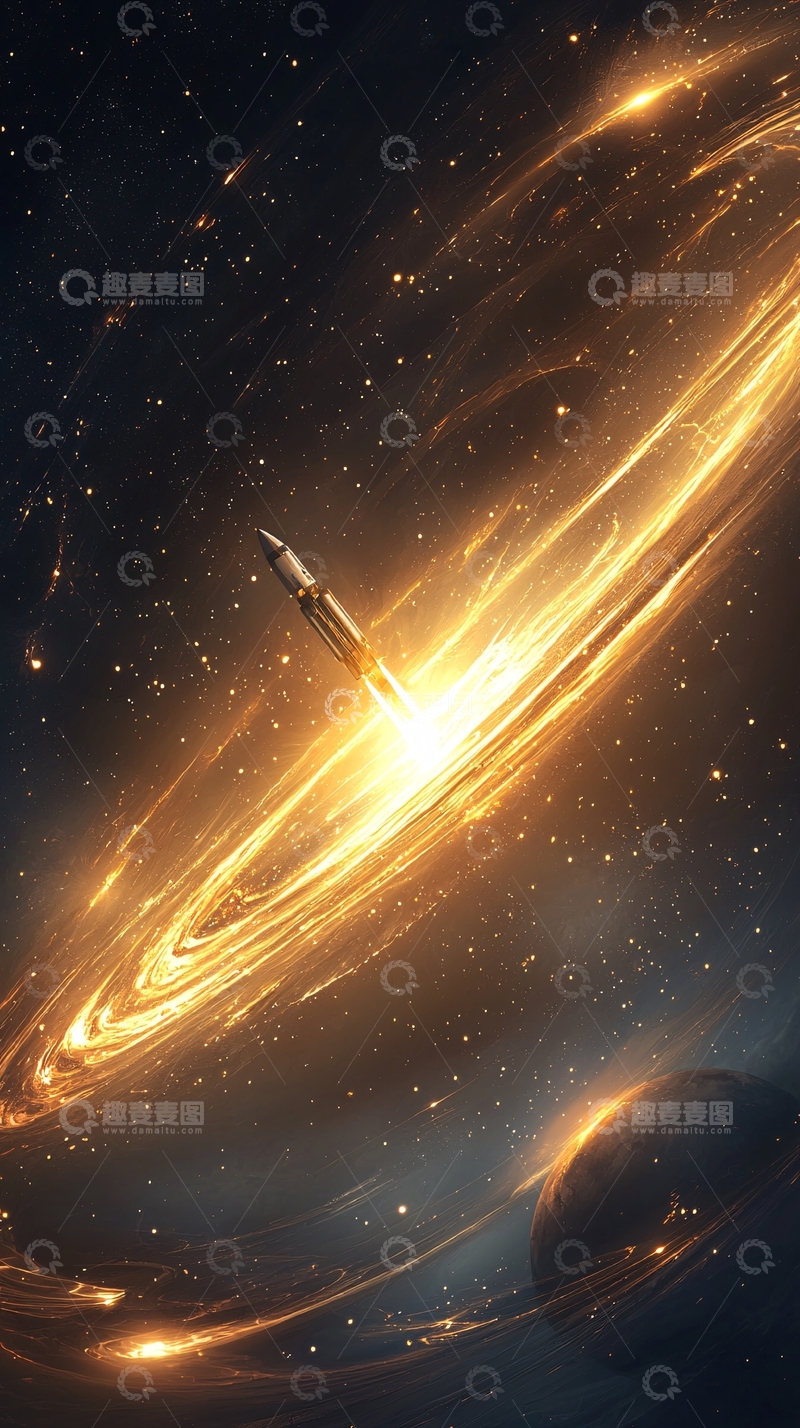 高清大图下载【趣麦麦图】星际探索火箭发射背景图