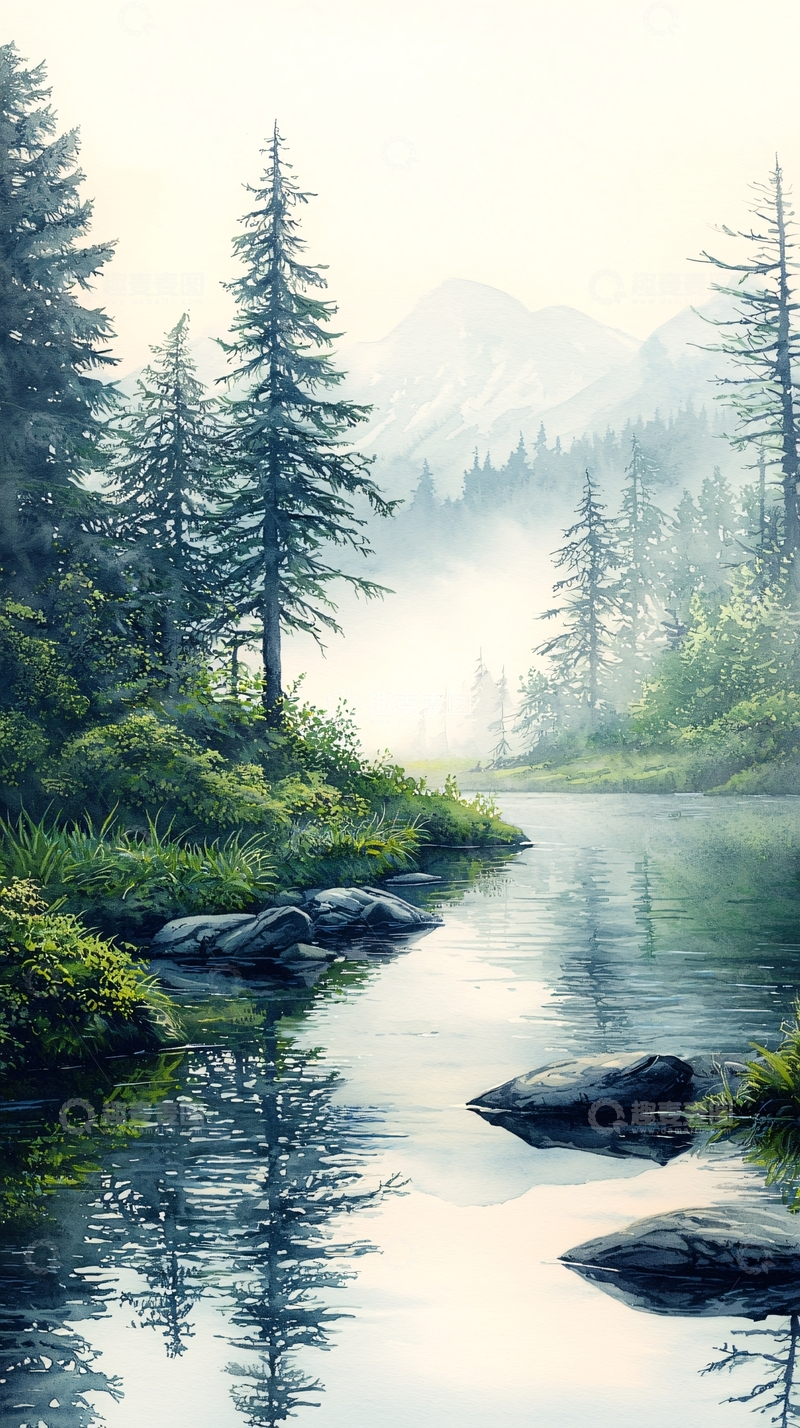 高清大图下载【趣麦麦图】山间静谧小溪风景