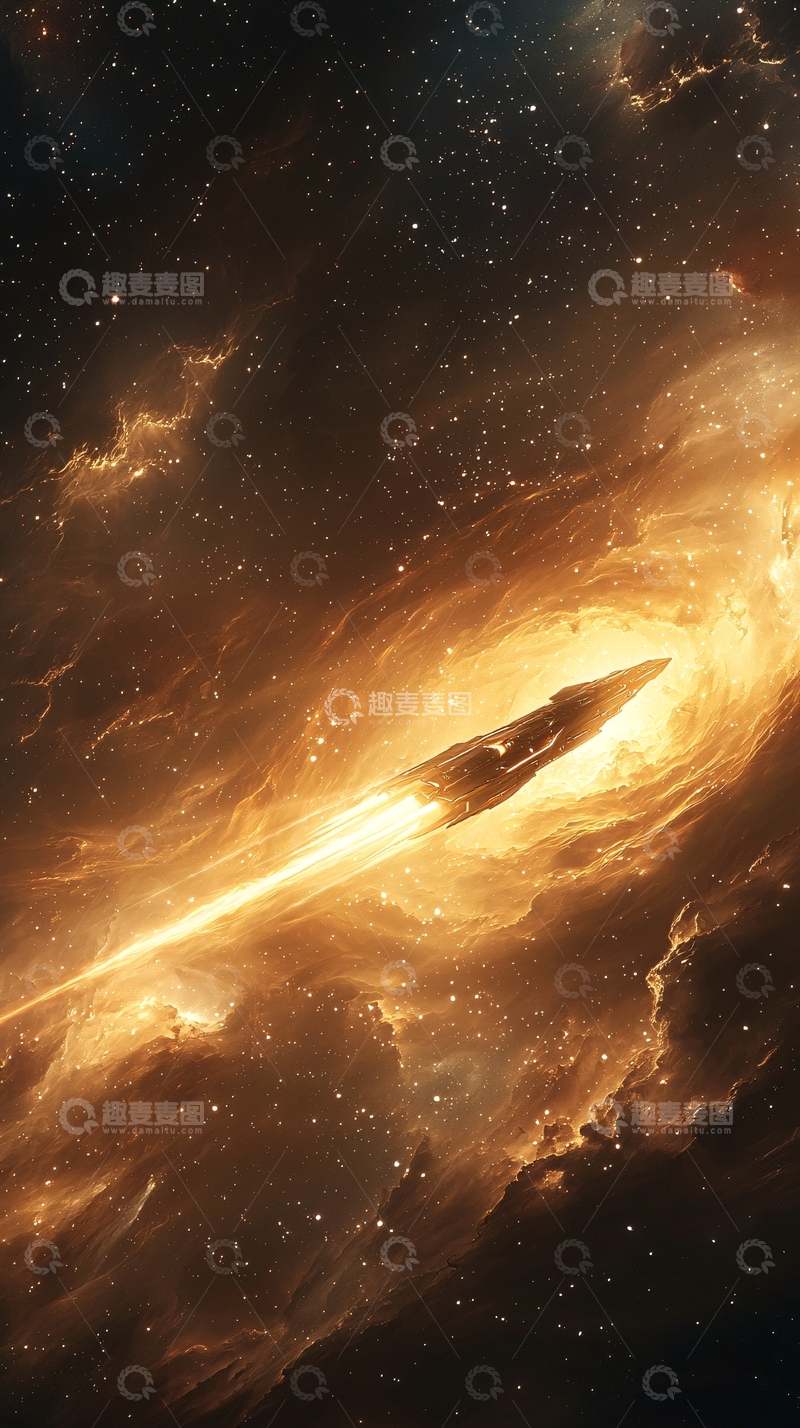 高清大图下载【趣麦麦图】星际飞船穿越星云