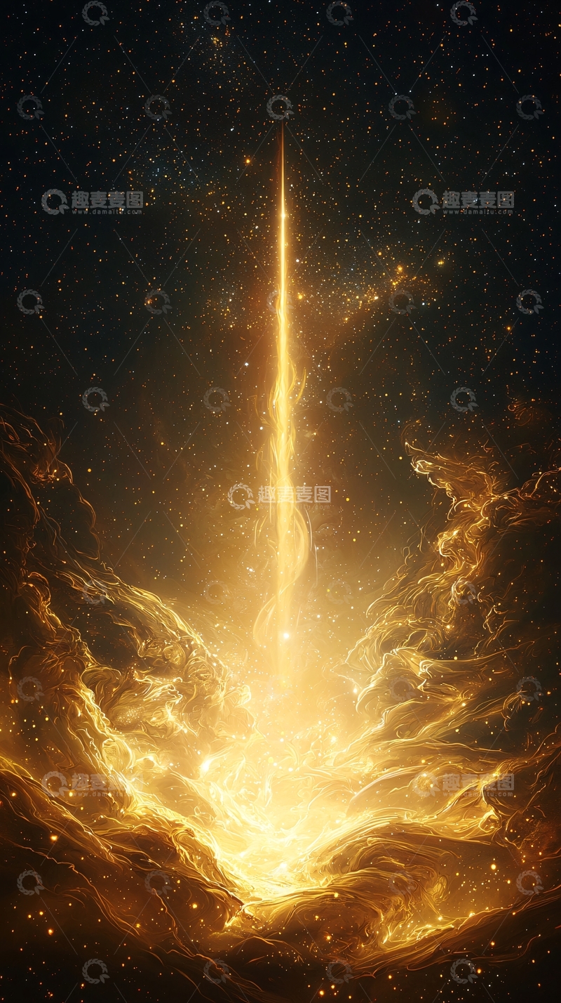 高清大图下载【趣麦麦图】金色光芒穿越星云