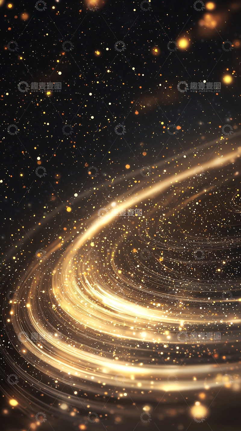 高清大图下载【趣麦麦图】金色光带星空背景
