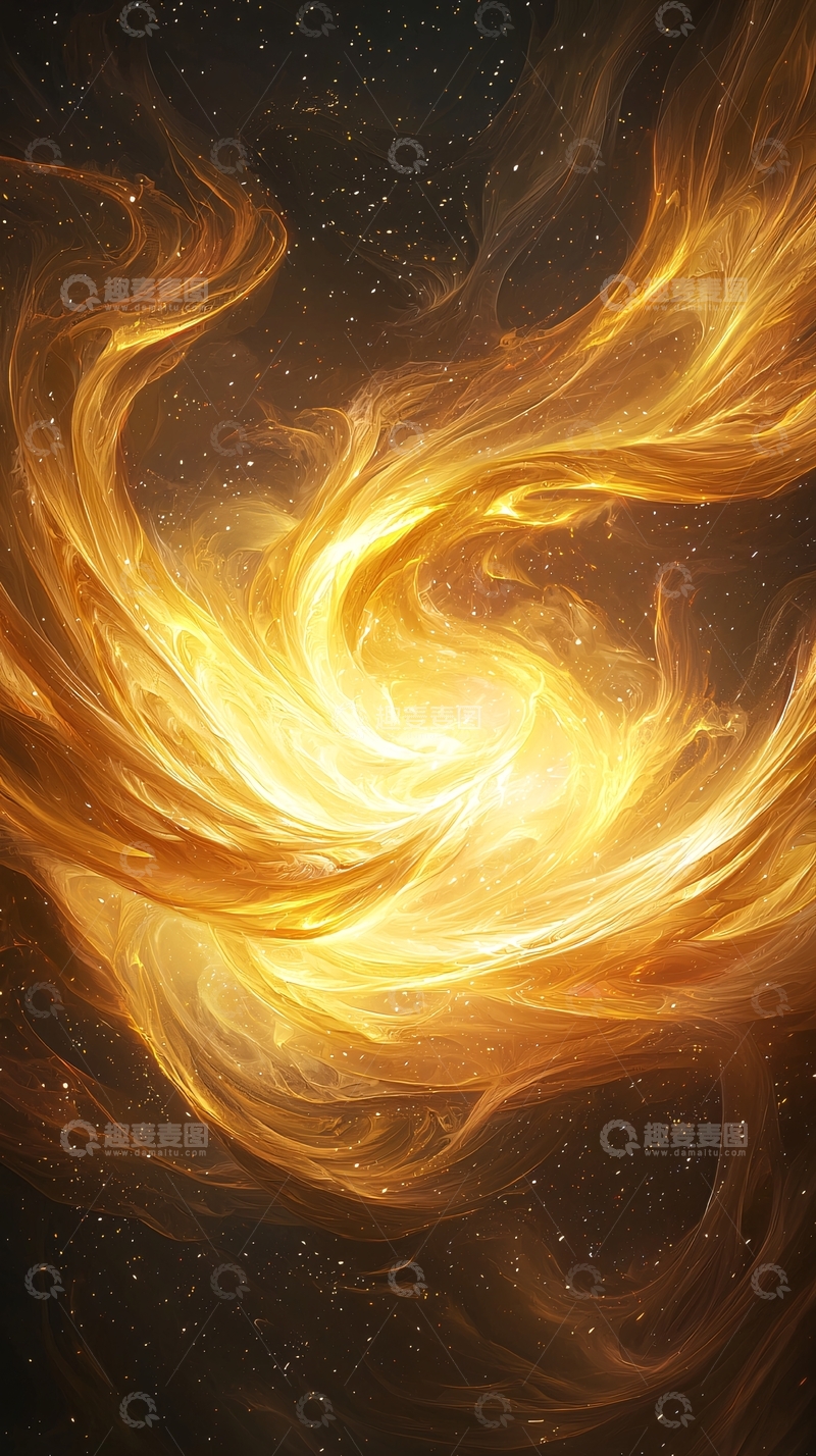 高清大图下载【趣麦麦图】金色漩涡星空背景