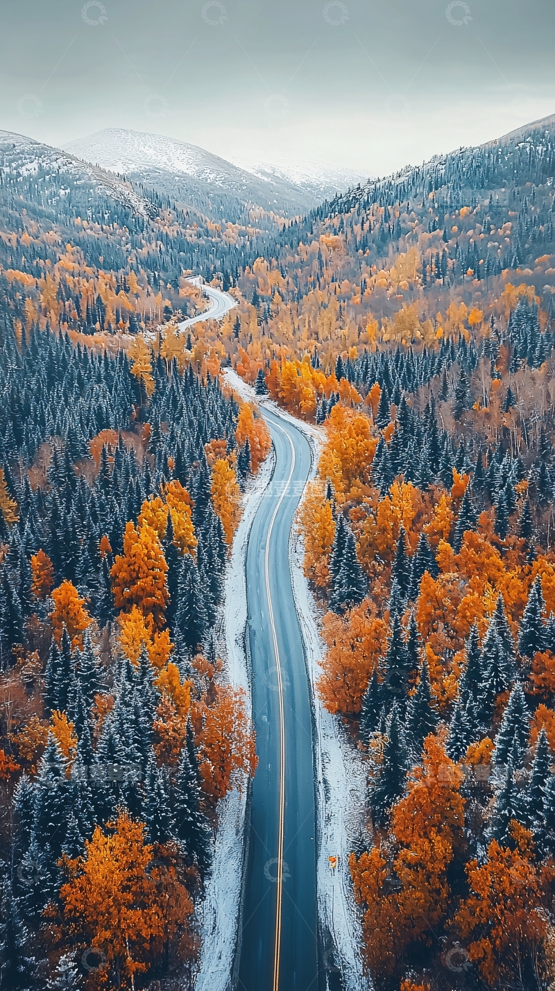 高清大图下载【趣麦麦图】法国普罗旺斯薰衣草田中的田野公路航拍