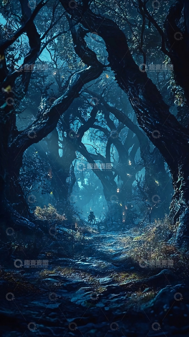 高清大图下载【趣麦麦图】幽暗森林中的神秘路径