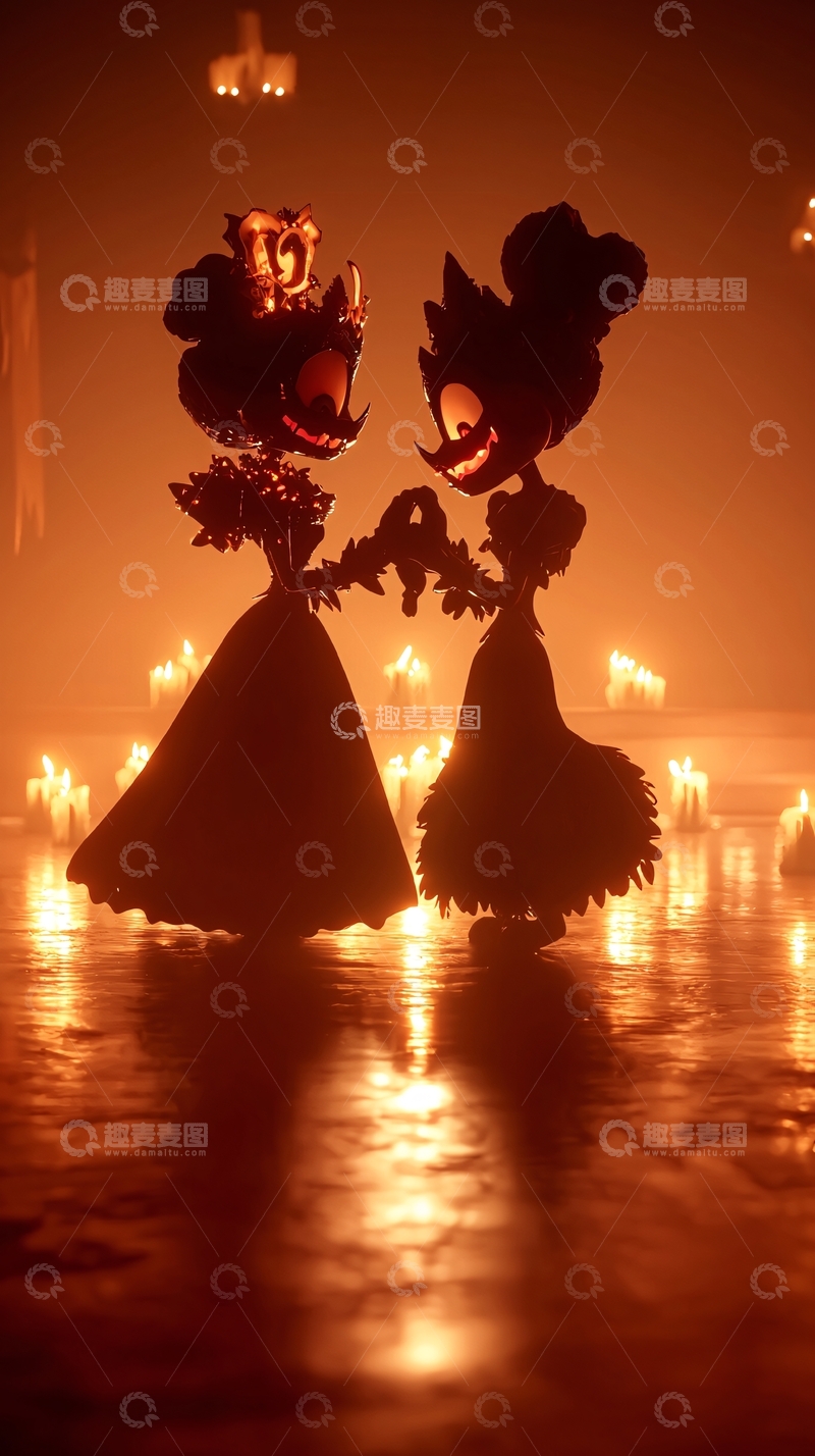 高清大图下载【趣麦麦图】烛光下的舞者剪影