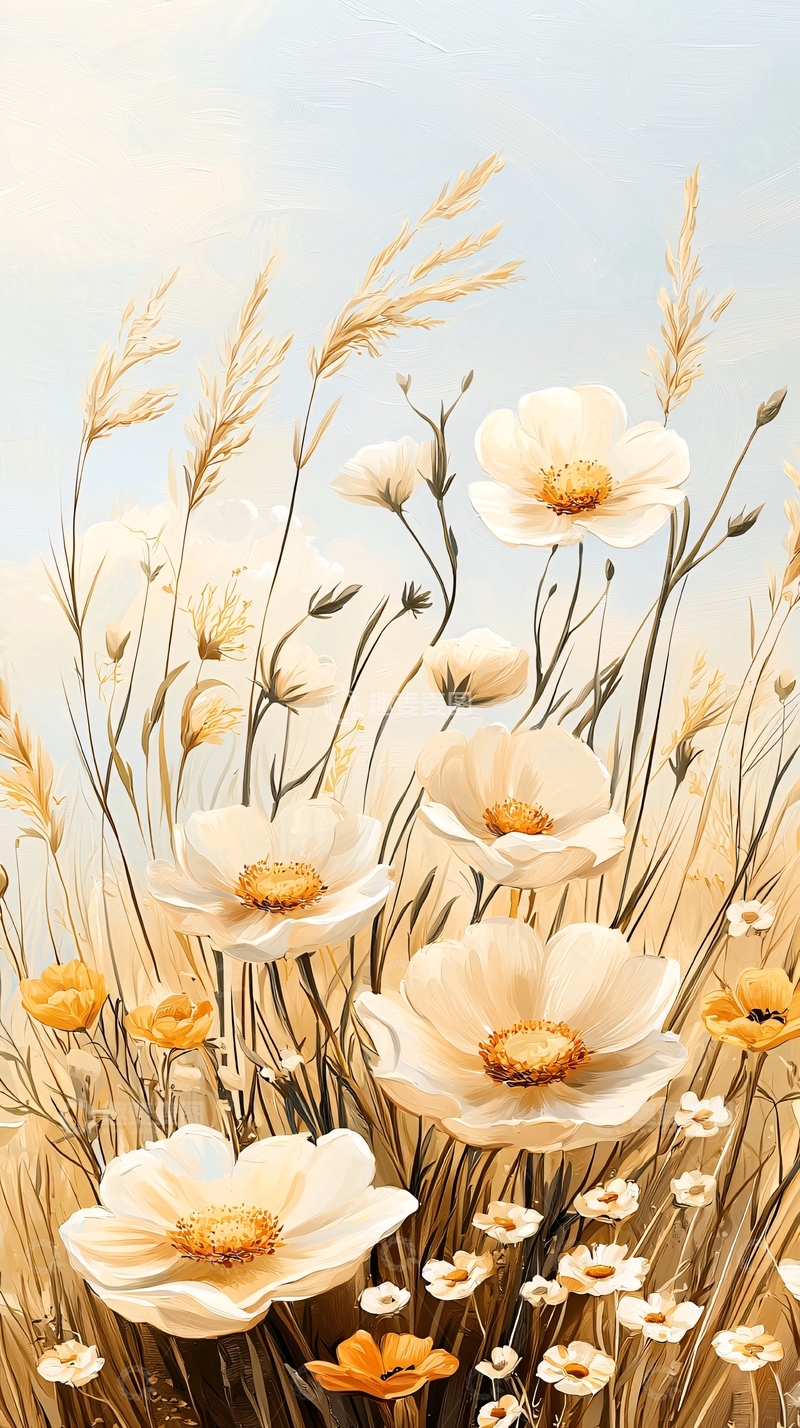 高清大图下载【趣麦麦图】秋日田野花朵风景画