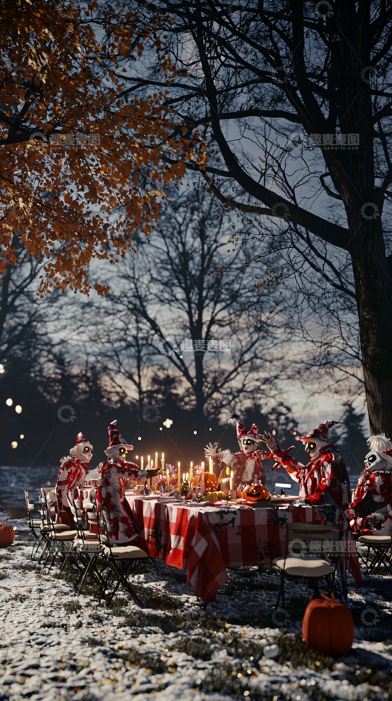 高清大图下载【趣麦麦图】万圣节户外聚会场景