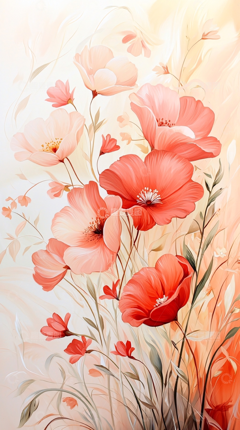 高清大图下载【趣麦麦图】粉红色花朵艺术插画