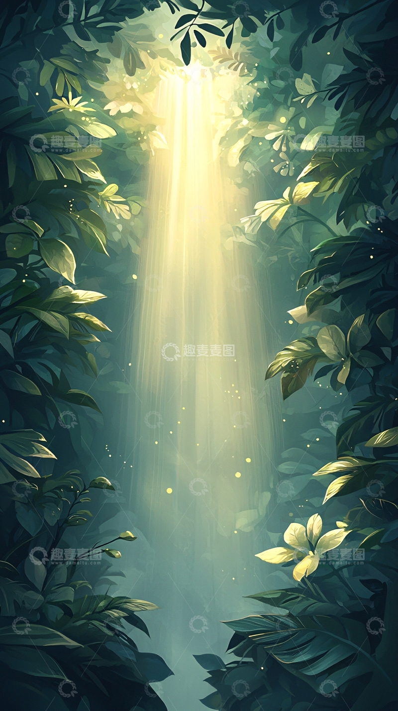 高清大图下载【趣麦麦图】森林中的光束