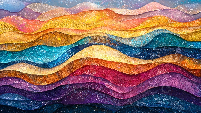 高清大图下载【趣麦麦图】抽象炫彩丝绸条纹与光影粒子