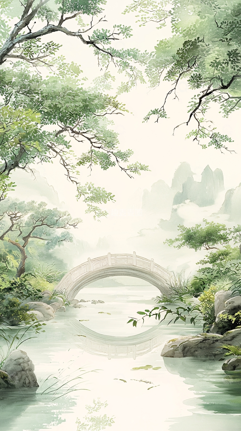 高清大图下载【趣麦麦图】山水桥景自然风光