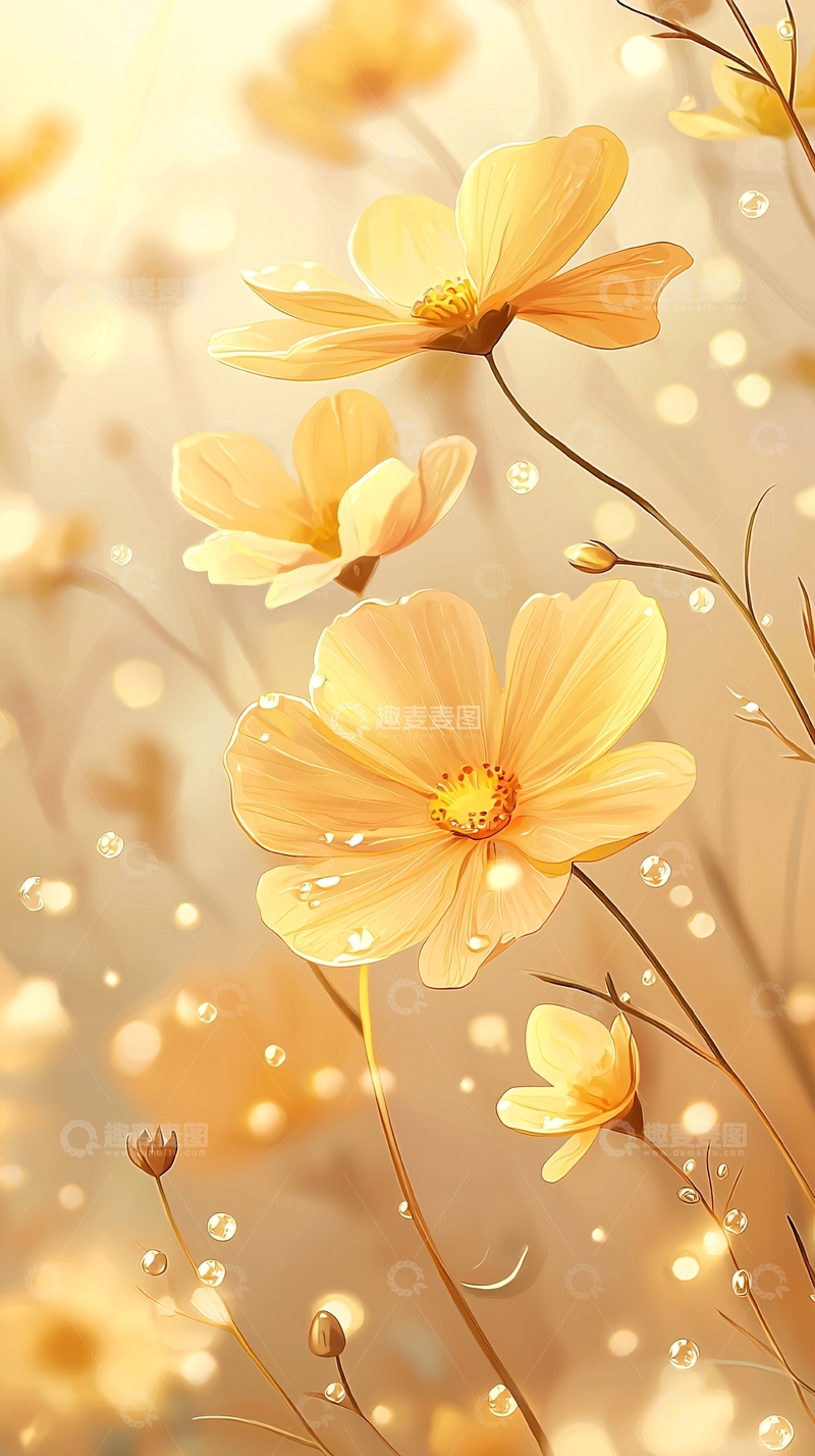 高清大图下载【趣麦麦图】金色花朵背景素材
