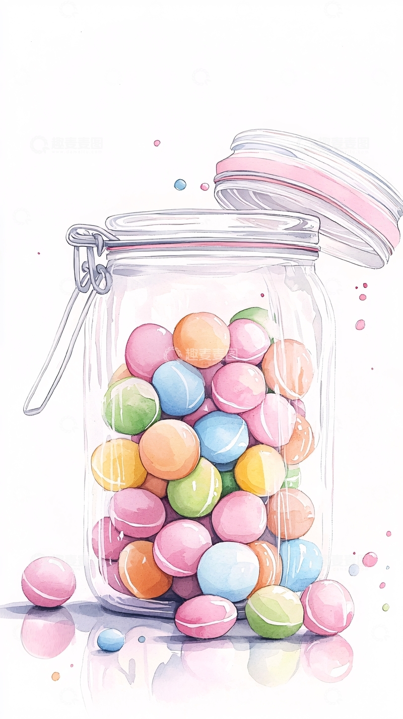 高清大图下载【趣麦麦图】糖果罐子插画艺术图